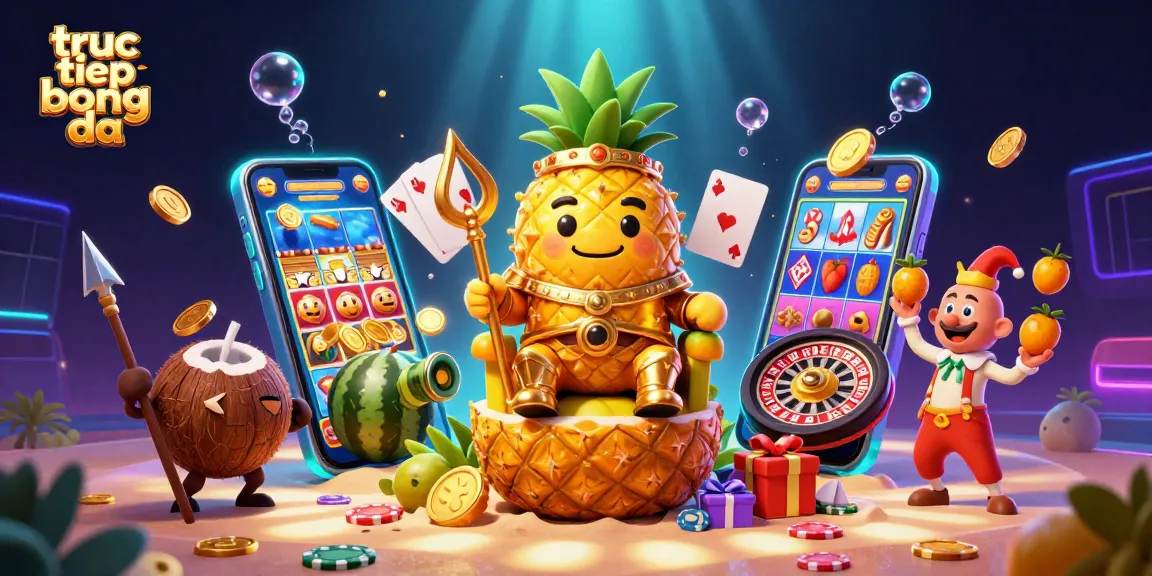 Experience truc tiep bong da action with a golden pineapple king at a vibrant beach casino!