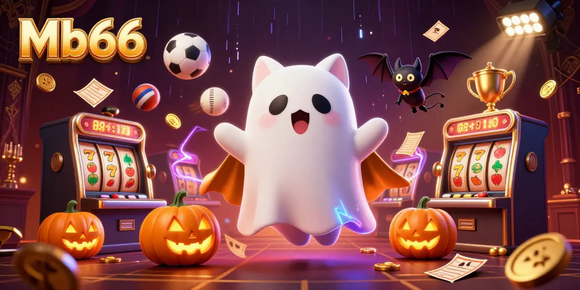 Mb66 showcases a captivating haunted casino scene with a ghost cat, enhancing gaming excitement.