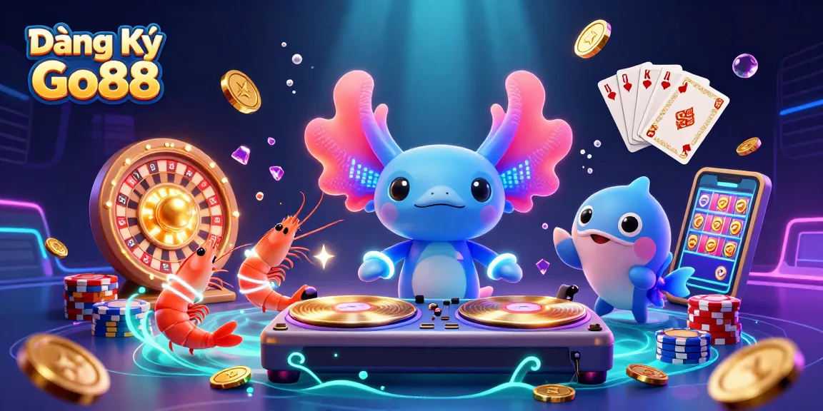 Win big at Đăng Ký Go88 with vibrant underwater casino scene featuring a neon DJ, coins, and games!