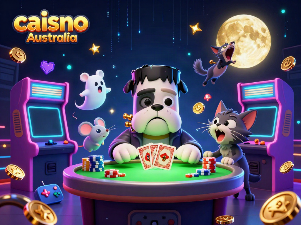 Experience thrilling gameplay at caisno Australia with a chaotic scene of characters engaged in card dealing.