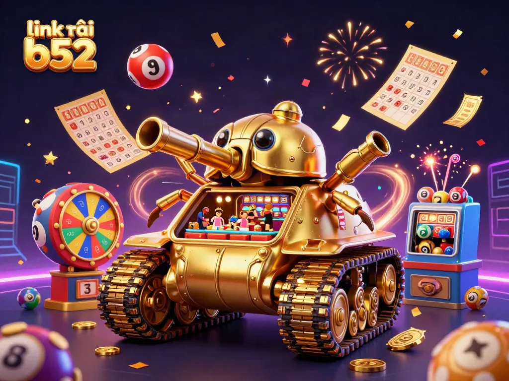 Play and win at link vào b52 with dynamic lottery balls and vibrant casino elements.