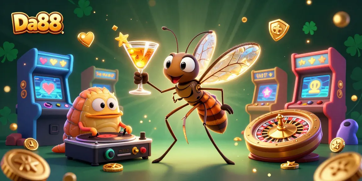 Experience the excitement of Da88 casino with a vibrant 3D scene featuring unique characters.