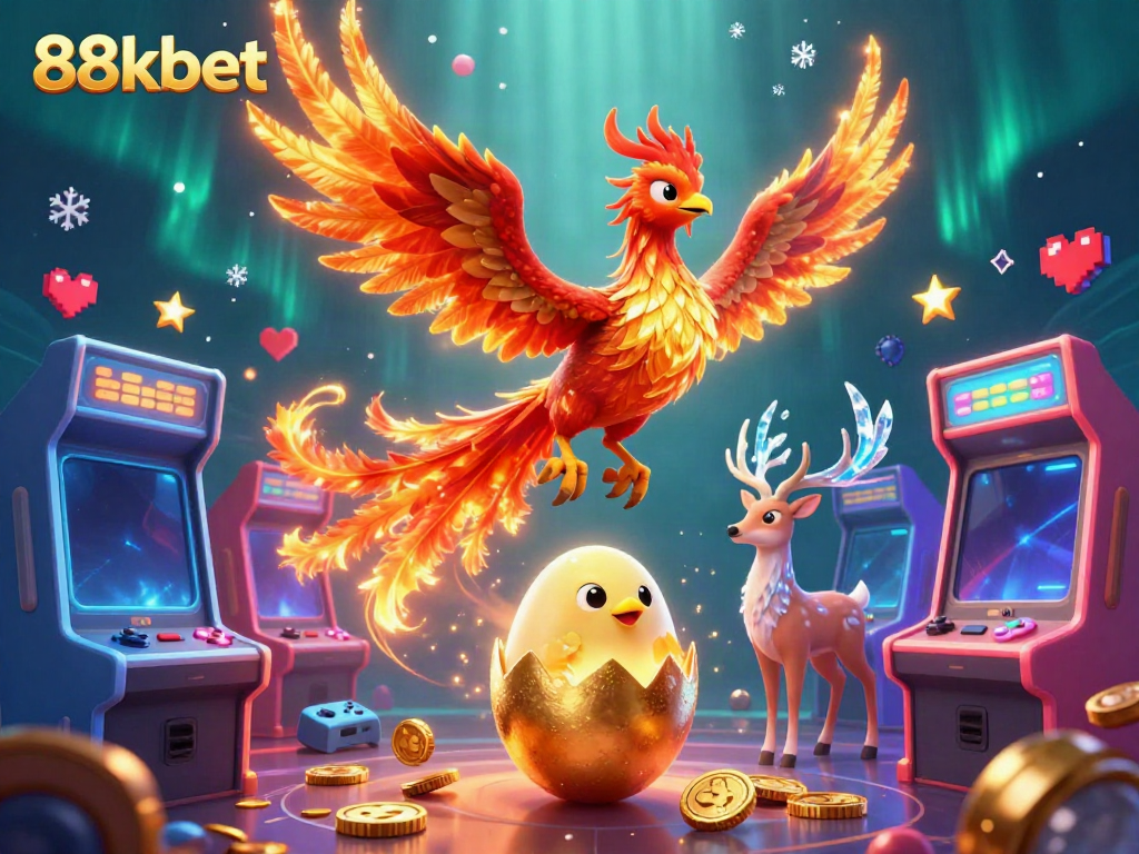 Experience exciting gaming moments with 88kbet's dynamic 3D casino illustration.