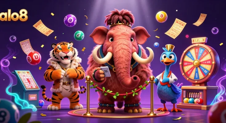 Experience the exciting world of alo8 with a vibrant casino scene featuring colorful elements and playful characters.