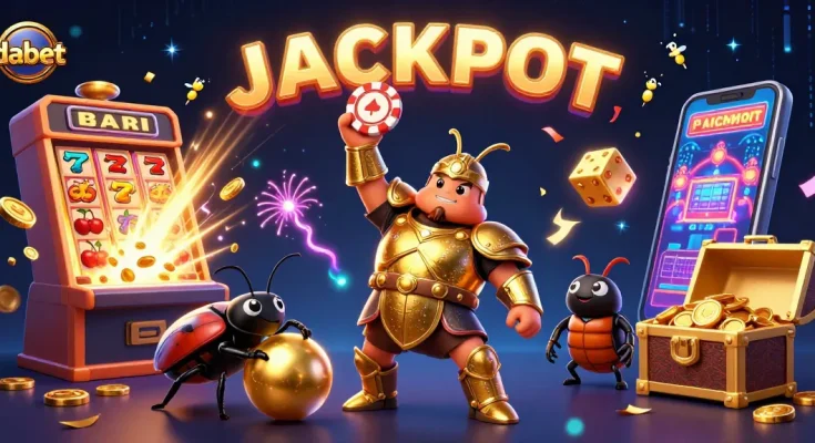Experience the thrilling jackpot with dabet in a vibrant 3D casino scene featuring animated characters and explosive game elements.