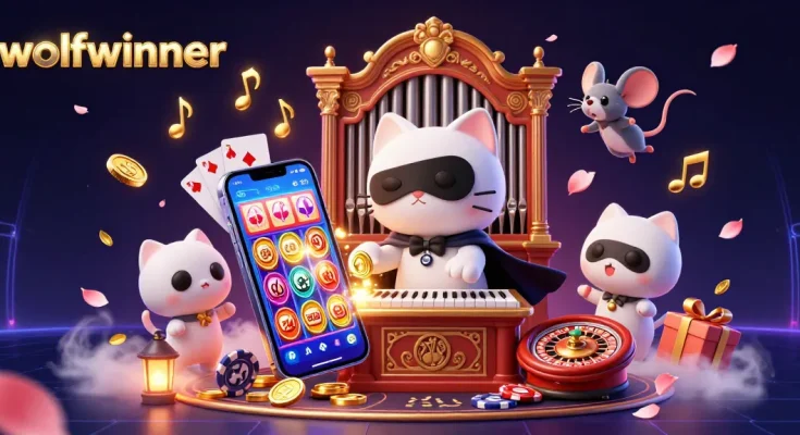 Experience thrilling gameplay at wolfwinner with exclusive slots and casino fun in this vibrant illustration.