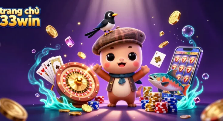 Experience the exciting world of trang chủ 33win with vibrant casino elements and whimsical characters.