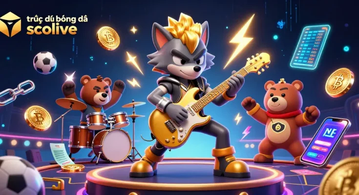 Experience trực tiếp bóng đá socolive with dynamic sports betting elements and engaging characters in an electric casino setting.