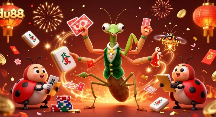 Experience excitement at du88 with a vibrant 3D casino scene featuring dynamic characters and game elements.