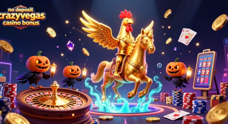 Spin the reels and win with no deposit crazyvegas casino bonus amidst glowing coins and vibrant gaming action.