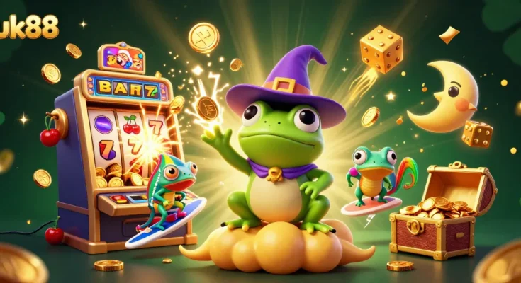 Feel the thrill with uk88 as characters celebrate a jackpot in an enchanting casino scene.
